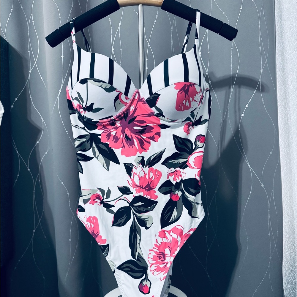 Floral Striped One-Piece Swimsuit